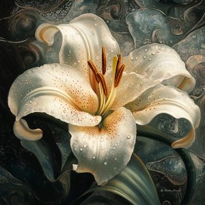 God’s care revealed through white lilies illustrating Matthew 6 where Jesus teaches trust, divine provision, and freedom from anxiety in daily devotion