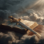 Open Bible with a sword resting across its pages symbolizing Hebrews 4:12–13 Sharper Than a Sword and the living Word of God exposing the heart